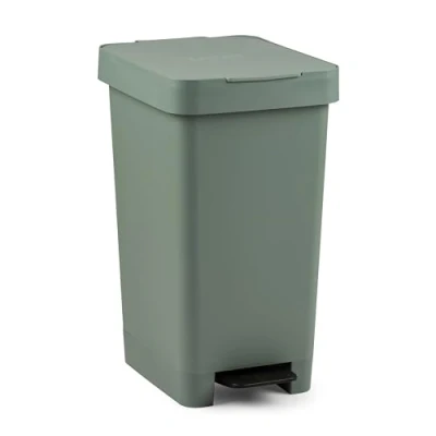Afbeelding van TATAY Smart Pedaalemmer, inhoud van 25 liter, intrekbaar pedaal, polypropyleen, BPA vrij, vuilniszak 30 kleur saliegroen, recycling, afmetingen: 26 x 36 47 cm