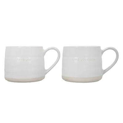 Afbeelding van Mikasa Farmhouse Aardewerk mokken &#039;Love You&#039;, Set van 2, 380ml, Wit