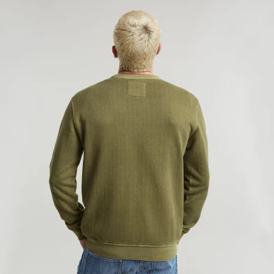 Afbeelding van G Star Destroyed LOGO Sweater, Heren, Maat: Medium, Shadow olive gd