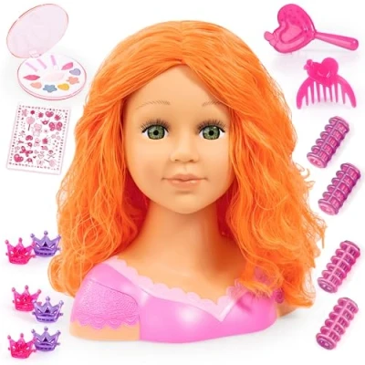 Afbeelding van Bayer Design 90088BO Kaphoofd voor make up en hairstyling Charlene Super Model, accessories, 27cm, rood haar