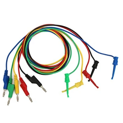Afbeelding van P1045 5 stuks bananentestsnoeren, 4 mm, 1 m, staalkabel, stapelbaar, banaanstekker, testkabels voor krokodillenklem, multimeter, testkabel banaan,