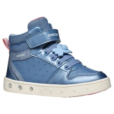Afbeelding van Geox Skylin GIRL Light UP Sneakers hoog voor kinderen, Maat: 24, Dark sky/light coral Imitatieleer/ textiel