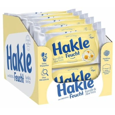 Afbeelding van Hakle vochtig toiletpapier Kamille &amp; Aloë Vera, 504 doekjes (12 x 42 stuks)