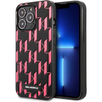 Afbeelding van Karl Lagerfeld Monogram Plaque Back Case Geschikt voor Apple iPhone 13 Pro (6.1&quot;) Zwart/Roze