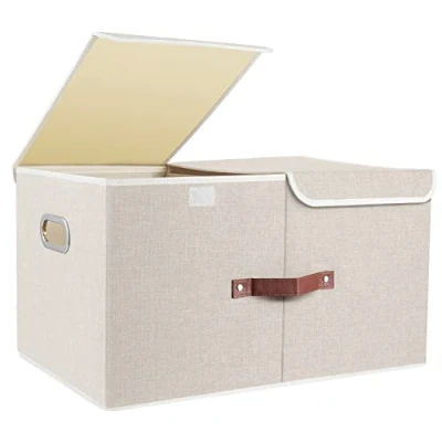 Afbeelding van Extra groot optioneel opbergvak met opbergvak, speelgoed, voor organisatie in huis en op kantoor, 1 stuk, beige