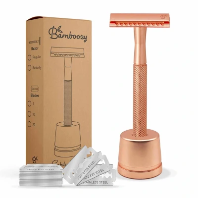 Afbeelding van Safety Razor + 20 mesjes met Stand Veiligheids Scheermesje Vrouwen Dames Single Blade