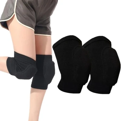 Afbeelding van SUQ 1 paar kniebeschermers, antislip, zacht, schokabsorberend, ademend, elastisch, zwart, spons, kniebeschermers voor dames en heren, volleybal, yoga (M geschikt 90 120 kg)