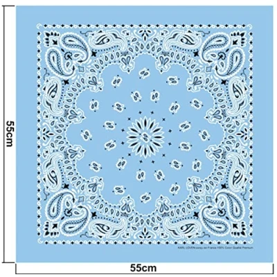 Afbeelding van ...KARL LOVEN EL BANDANA Paisley Print 100% katoen maximale dikte 20 exclusieve kleuren, Hemelsblauw
