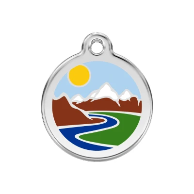 Afbeelding van Mountains Light Blue roestvrijstalen hondenpenning medium/gemiddeld dia. 3 cm RedDingo