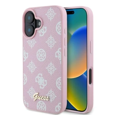 Afbeelding van Guess iPhone 16 Backcover hoesje Magsafe PU peony Roze