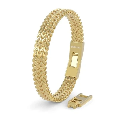 Afbeelding van SERASAR Premium armband van roestvrij staal voor heren [Franco] 316L chirurgisch waterbestendig veilige sluiting drie kleuren sieradendoosje inbegrepen, rvs, Geen edelsteen