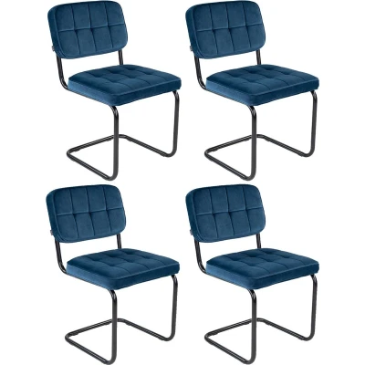 Afbeelding van Set van 4 Kick buisframe stoel Ivy Donkerblauw