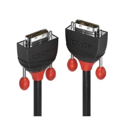 Image de Lindy Black Line Câble DVI liaison simple D (M) pour 3 m rond vis moletées noir