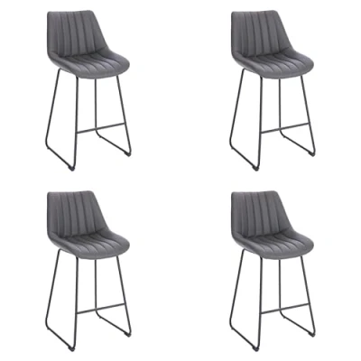 Afbeelding van Lina® Vegas Barstoel Donker Grijs Set van 4 Kunstleer Barkrukken