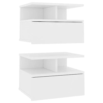 Image de 800406 vidaXL Tables de chevet flottantes 2 pcs Blanc Bois ingénierie800406