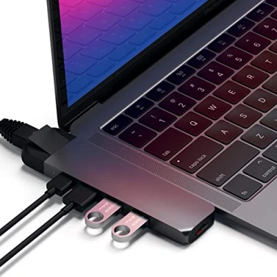Image de Satechi Hub Pro USB Type C avec Ethernet et HDMI 4K Gris Sidéral