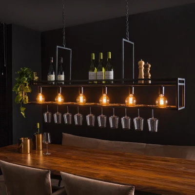 Afbeelding van Yasmin wijnglazen hanglamp 6L charcoal