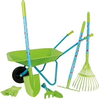 Afbeelding van Small Foot Tuingereedschap met Kruiwagen Groen, 8dlg.