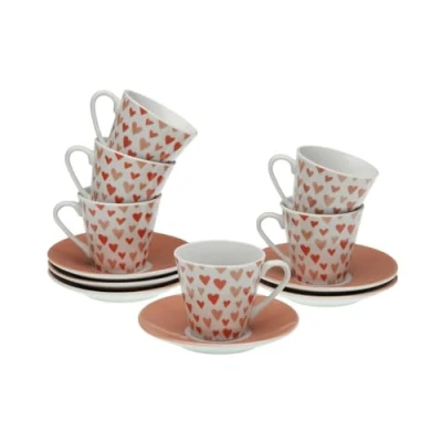 Afbeelding van Set van 6 kopjes met schotel Versa Amore Porselein