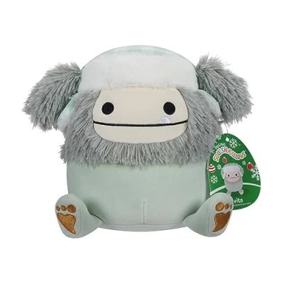 Afbeelding van Squishmallows Originele 19 cm Evita De Bigfoot grijs met trapperhoed, voegt vitae toe aan je team, ultrazacht pluche