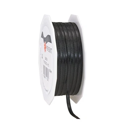 Afbeelding van Dit Pattberg Cadeaulint, zwart satijnen lint, 50 meter voor geschenkverpakking, 0,3 cm breed, decoratief lint geschenken, elke gelegenheid