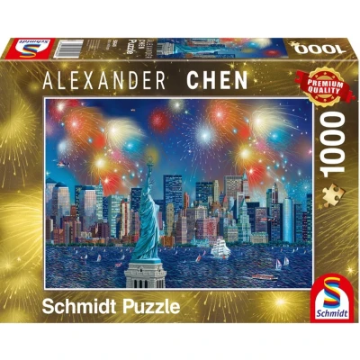 Afbeelding van Schmidt Vuurwerk BIJ HET Vrijheidsbeeld Puzzel voor kinderen, Maat: One Size, Multi coloured