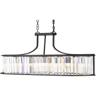 Afbeelding van Victoria hanglamp, zwart, kristalglas, 78 cm, E27