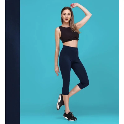 Afbeelding van Bellivalini BLV BLV50 148 LE Dames Capri Leggings Sport Vrijetijdsbroek 3/4 Lengte Viscose Sporbroek Yogabroek Marineblauw M