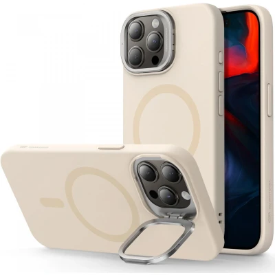 Afbeelding van ESR Cloud Kickstand Hoesje MagSafe Beige Geschikt voor Apple iPhone 15 Pro Max