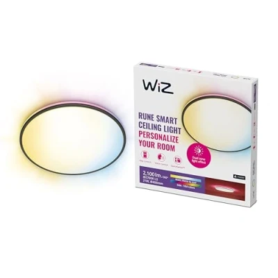 Afbeelding van WiZ Plafondlamp Rune Zwart Slimme LED Verlichting Gekleurd en Wit Licht Geïntegreerd 21W Wi Fi