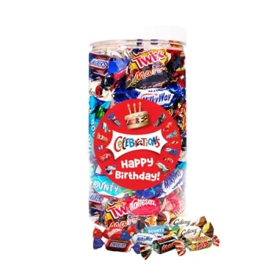 Afbeelding van Mars Celebrations mega chocolademix &quot;Happy Birthday!&quot; verjaardagscadeau Mars, Snickers, Twix, Bounty, Galaxy, MilkyWay &amp; Maltesers 580g