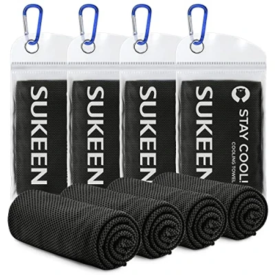 Afbeelding van Sukeen [Set van 4 verkoelende handdoeken microvezel, zacht, ademend, voor yoga, sport, hardlopen, fitnessstudio, training, camping, 101,6 x 30,5 cm