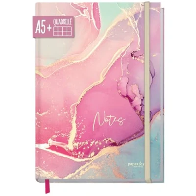 Afbeelding van Häfft paper&amp;you® notitieboek, A5+, geruit, met elastiek, zijdeachtig, roze, 156 pagina&#039;s, 78 vellen, geschikt als bullet journal, dagboek, duurzaam en klimaatvriendelijk