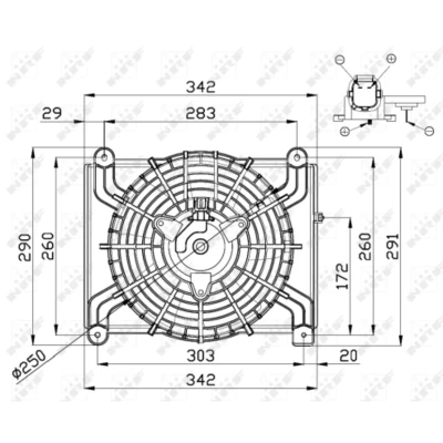 Afbeelding van NRF 47668 Radiator Ventilator 250 12 100 Met ventilatorraamwerk