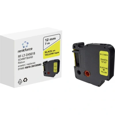 Afbeelding van Labeltape Renkforce RF LT D45018 Compatibel vervangt DYMO D1 45018 12 mm Tapekleur: Geel Tekstkleur: Zwart 7 m