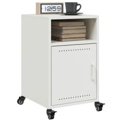 Afbeelding van Nachtkastjes 2 st 36x39x59 cm staal wit