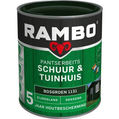 Afbeelding van Rambo Pantserbeits Schuur &amp; Tuinhuis Dekkend Zijdeglans Bosgroen 1131