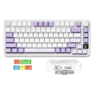 Afbeelding van MAMBASNAKE x ATTACK SHARK X85PRO 75% draadloos mechanisch toetsenbord met afdichting, TFT display en CNC knop, 2,4 GHz/BT5.1/USB C, 5 laags bekleding, lineaire schakelaar, vervangbaar bij
