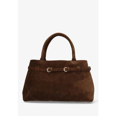 Afbeelding van Fred De La Bretoniere Handbag Mae Suede Donker Brown Maat ONESIZE