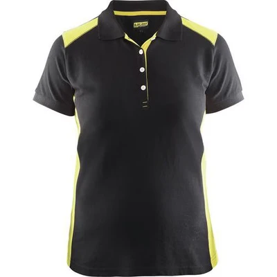 Image de Polo femme noir/jaune fluorescent