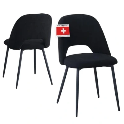 Afbeelding van Albatros eetkamerstoelen met koordhoes, set van 2 Silvi, zwart Stijlvol vintage design, SGS gekeurde gestoffeerde stoel Moderne keukenstoel, eetkamerstoel of eettafelstoel
