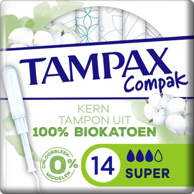 Afbeelding van Tampax Cotton Super Tampons, Pak Van 14 Stuks Tampons