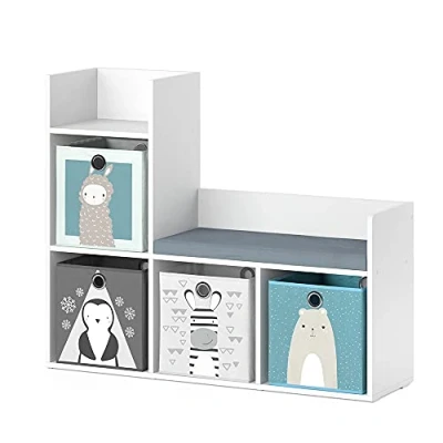 Afbeelding van Vicco Kinderboekenkast Luigi, Wit, 107.2 x 88.6 cm met 2 vouwboxen opt.2