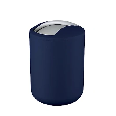 Image de WENKO poubelle de salle bain Brasil S Capacité 2 l Avec couvercle pivotant Petite en plastique incassable Sans BPA Ø 14 x 21 cm Bleu foncé