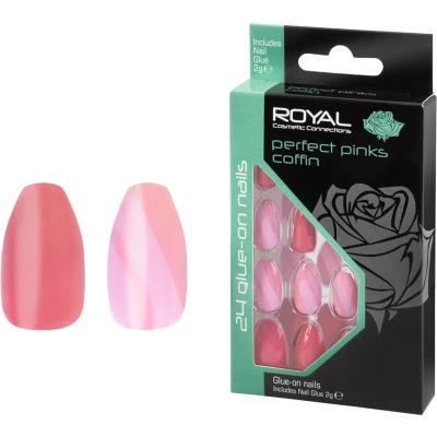 Afbeelding van Royal 24 Coffin Glue On Nails Perfect Pinks
