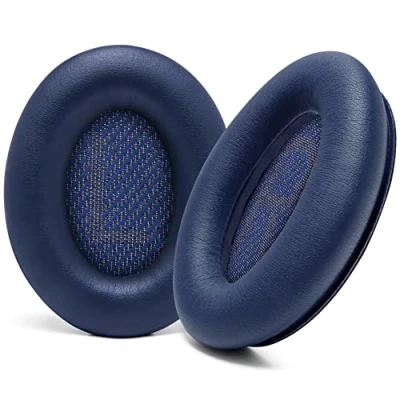 Afbeelding van WC Verbeterde oorkussens voor Bose QC35 en QC35ii (QuietComfort 35) van Wicked Cushions zacht leer, luxe traagschuim, verhoogde dikte, duurzaamheid Midnight Blue