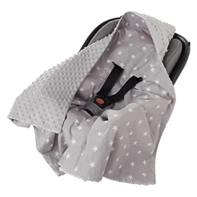 Image de Medi Partners nid d&#039;ange bebe été Couverture enveloppante Bébé siege Auto 85x85cm Couvertures Une Douce Oeko Tex Moelleuse pour landaus (Teddy avec Rose Foncé Minky)
