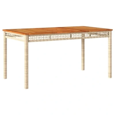 Afbeelding van Tuintafel 140x80x75 cm poly rattan en acaciahout beige