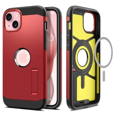 Afbeelding van Spigen Tough Armor MagFit hoesje geschikt voor iPhone 15 Rood