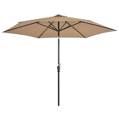 Afbeelding van Parasol met LED verlichting en stalen paal 300 cm taupe